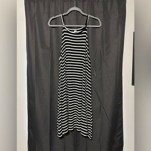 NEW Old Navy Black and White Striped Sleeveless Swing Mini Dress Women’s Large